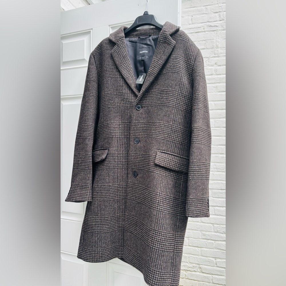 Express Stylish Men Plaid Overcoat
